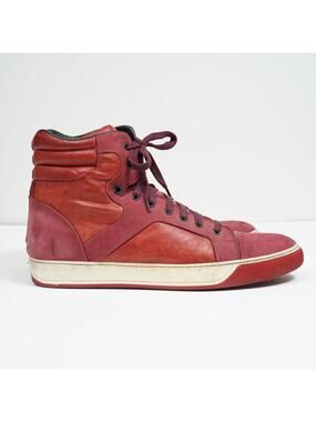 Lanvin Red Leather Puzzle High Top Sneakers Italy Men’s 10 Luxury Designer